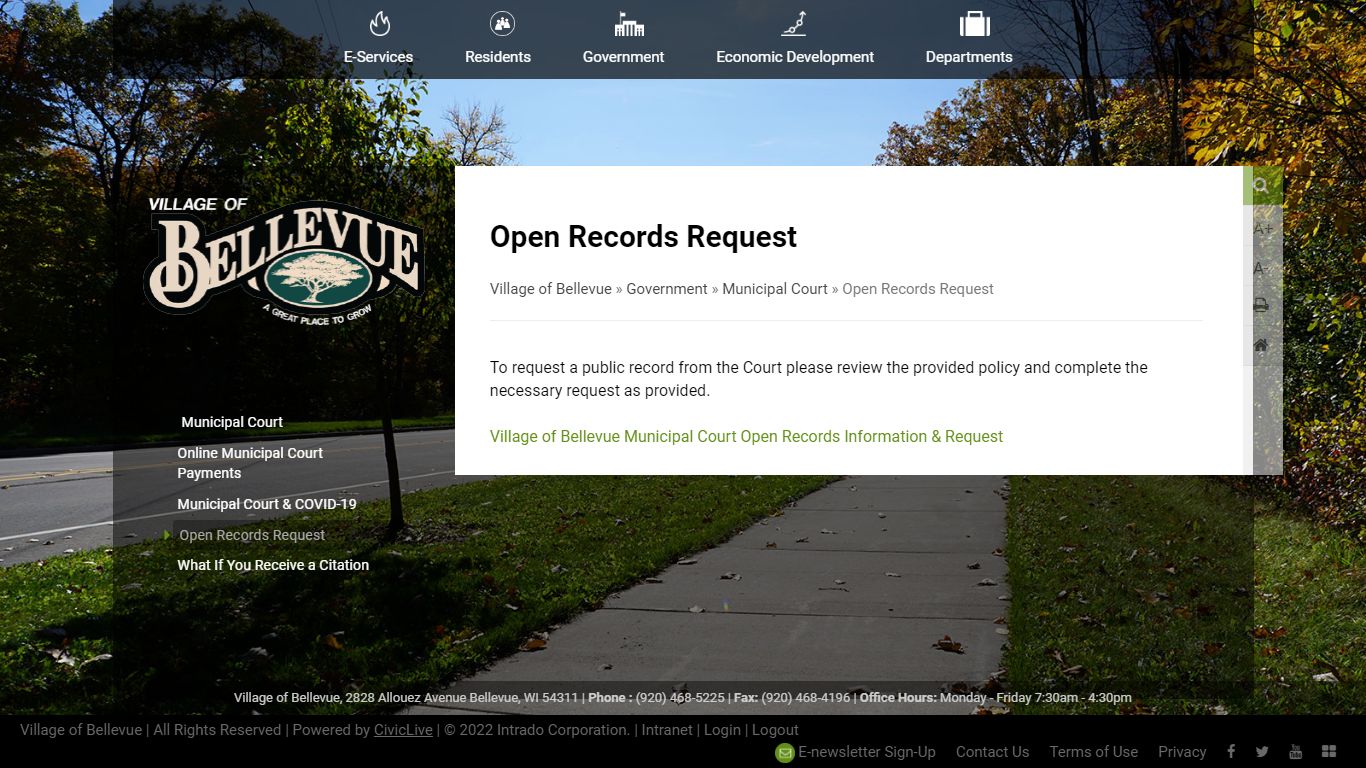 Open Records Request - Village of Bellevue